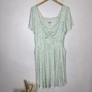 Torrid Mini Super Soft Twist Front Skater Dress Womens Large (0) Blue Floral